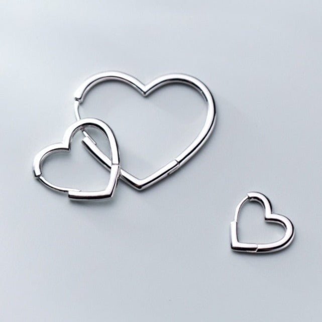 Brincos Prata de Argola Coração