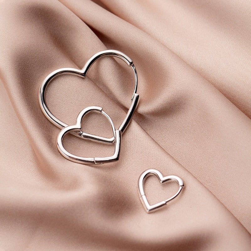 Brincos Prata de Argola Coração