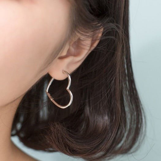 Brincos Prata de Argola Coração