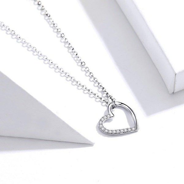 Colar Coração Vazado Prata