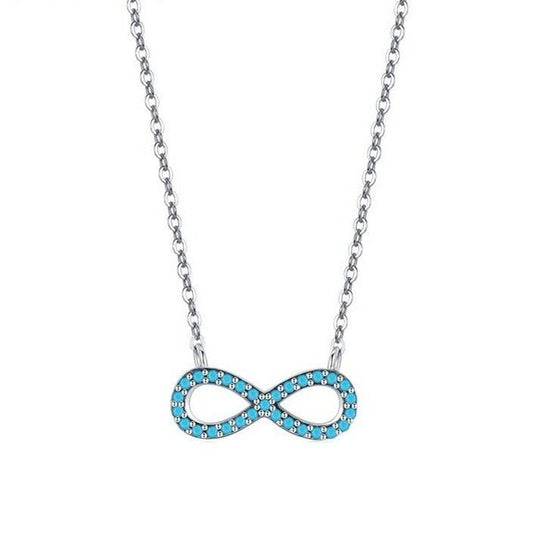 Colar Infinito de Turquesa Prata
