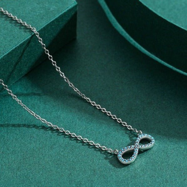 Colar Infinito de Turquesa Prata