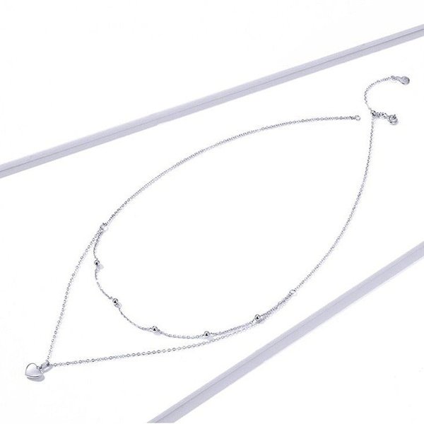 Colar Prata Duplo Coração