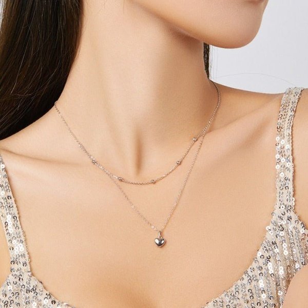 Colar Prata Duplo Coração