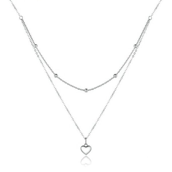 Colar Prata Duplo Coração