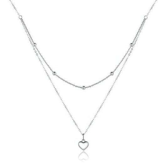 Colar Prata Duplo Coração