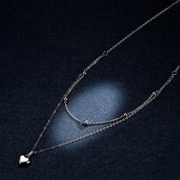 Colar Prata Duplo Coração